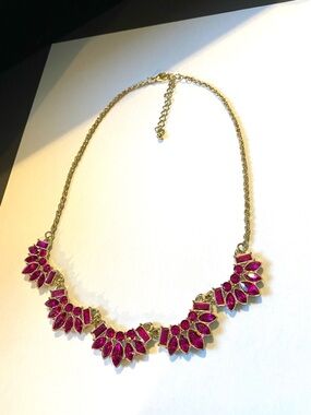 Anna & Ava Gold-Tone Necklace with Fuchsia Pink Rhinestone Clusters